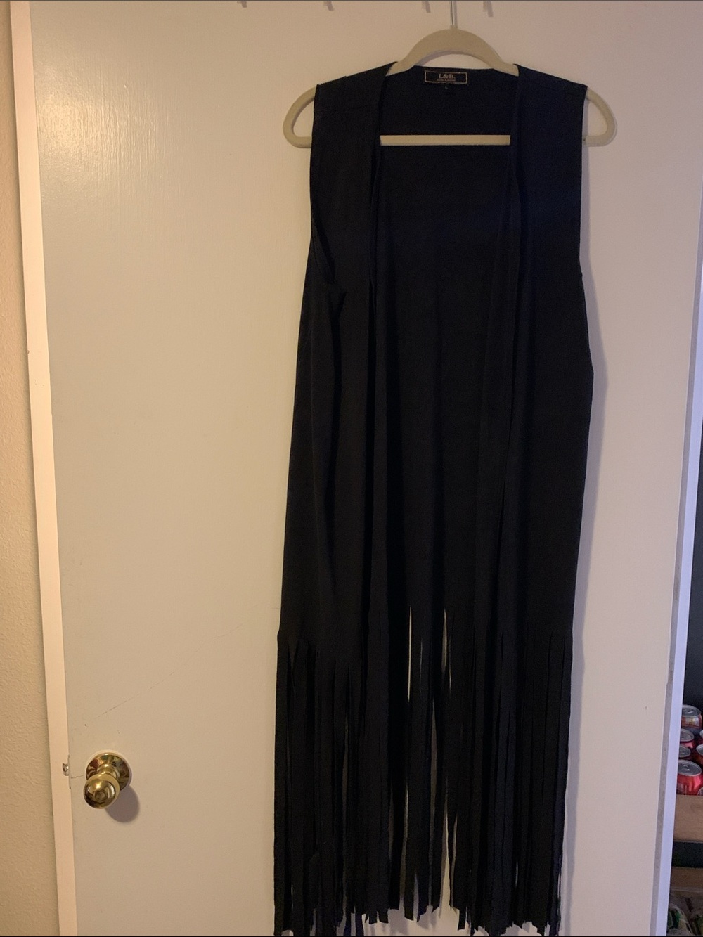 L&B Black Long Fringe Vest